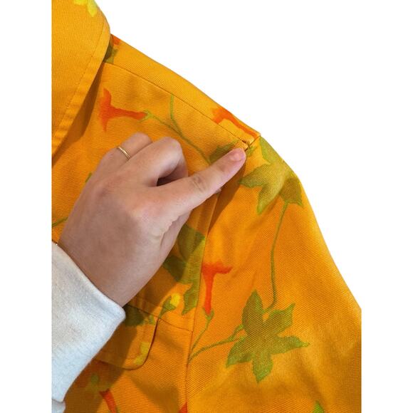 Carlisle Orange Yellow Floral Cropped Jacket Silk Cotton Blend Size 10 - Picture 6 of 11
